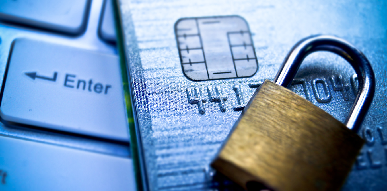 Lock, credit card, and keyboard.